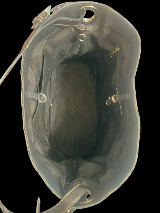 Coach Signature Bucket Tote F12518 Black Canvas Leather Shoulder Bag Carryall - Picture 8 of 10